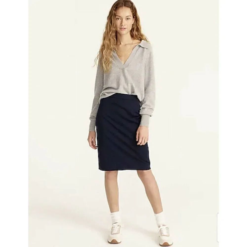J. Crew Tall No. 2 Pencil® skirt in bi-stretch cotton - Size 00 Navy